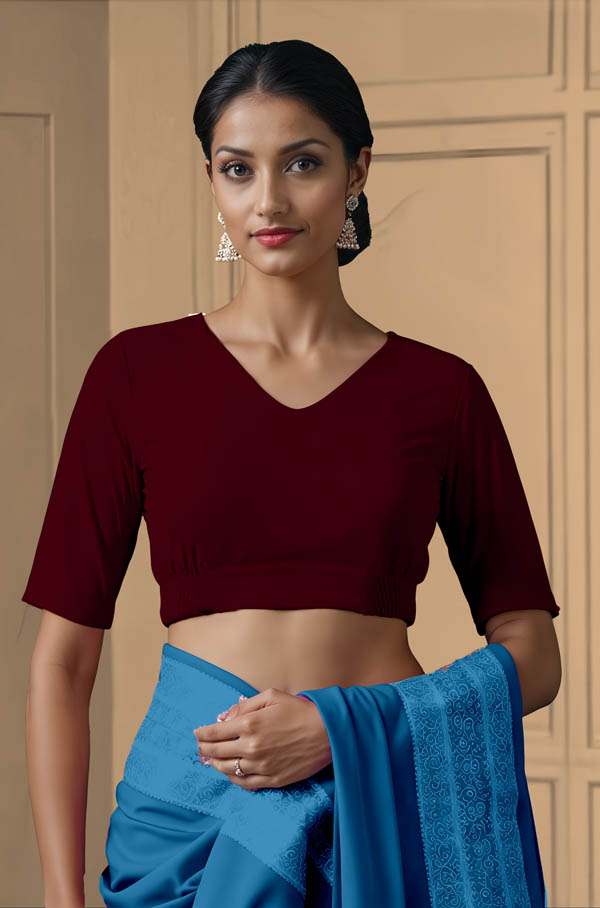 Front View plain-back-elbow-sleeves-sleeve-maroon-front-plain-front