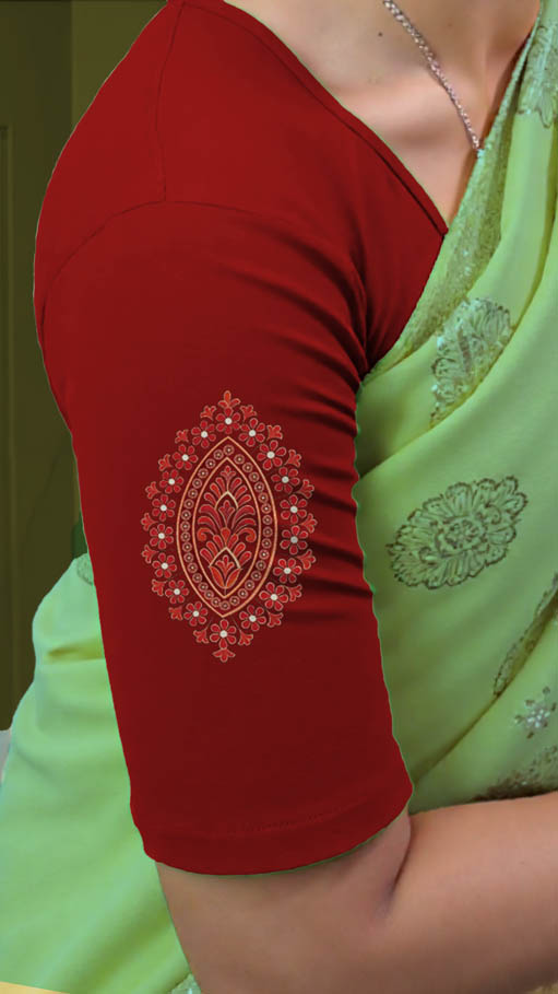 Right Sleeve View plain-back-elbow-sleeves-sleeve-red-sleeve_right-red-oval-butta-sleeve-right