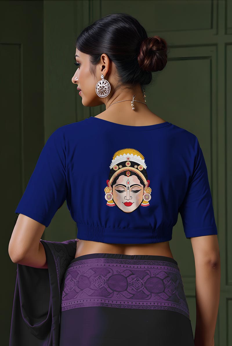 Back View plain-back-elbow-sleeves-sleeve-royal-blue-back-festive-dancer