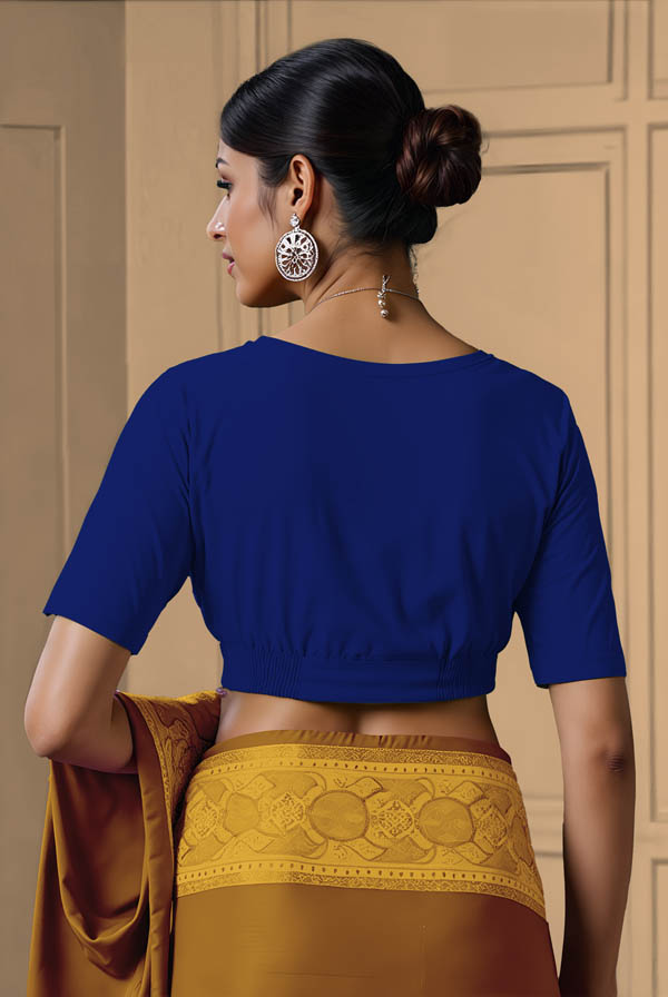 Back View plain-back-elbow-sleeves-sleeve-royal-blue-back-plain-back