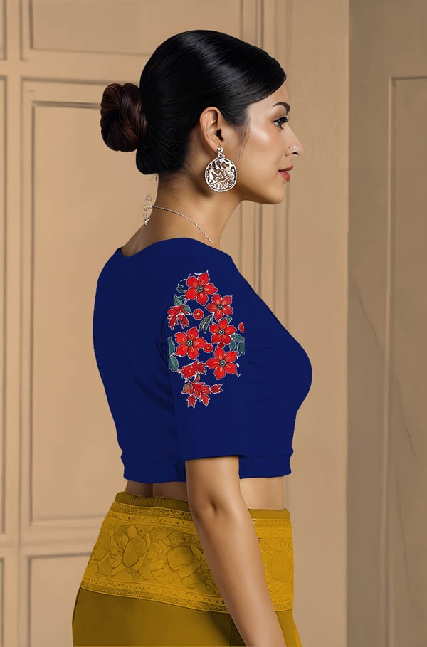Right Sleeve View plain-back-elbow-sleeves-sleeve-royal-blue-sleeve_right-red-flowers-sleeve-right