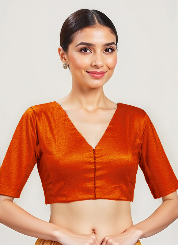 Front View plain-back-elbow-sleeves-sleeve-tissue-bright-copper-front-plain-front