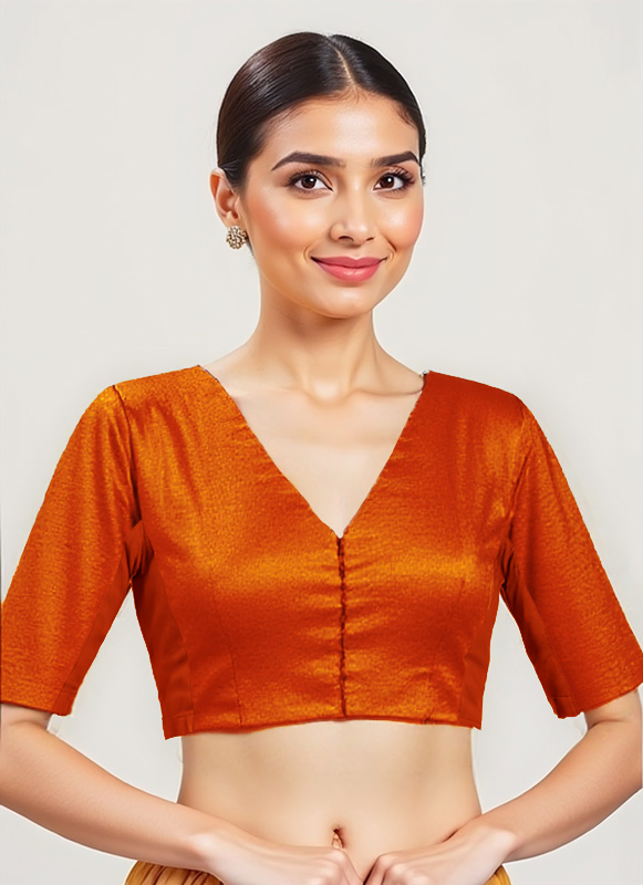 Front View plain-back-elbow-sleeves-sleeve-tissue-orange-front-plain-front