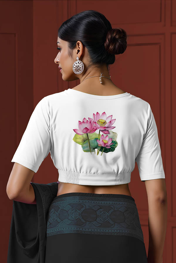 Back View plain-back-elbow-sleeves-sleeve-white-back-watercolour-lotus