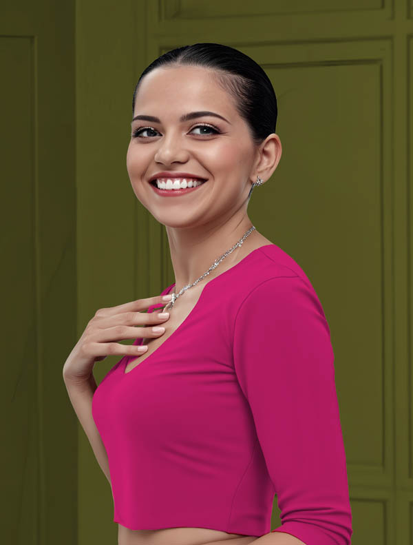 Left Sleeve View plain-back-long-sleeves-sleeve-hot-pink-sleeve_left-plain-sleeve-left