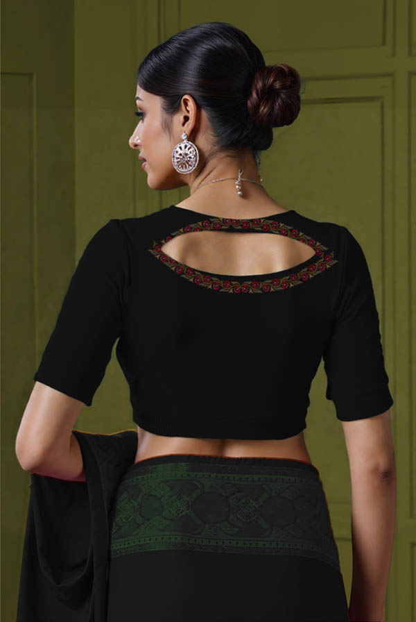 Back View semicircle-back-elbow-sleeves-sleeve-black-back-front-pinkflowervine