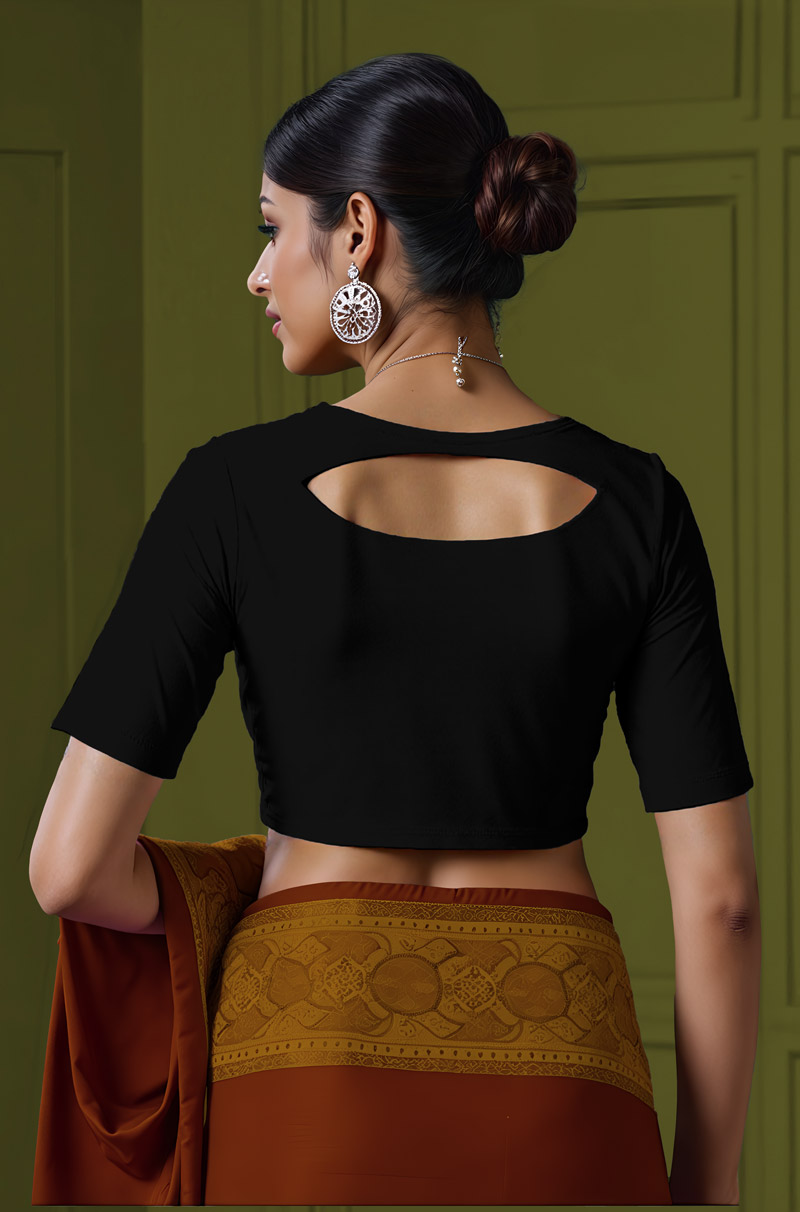 Back View semicircle-back-elbow-sleeves-sleeve-black-back-plain-back