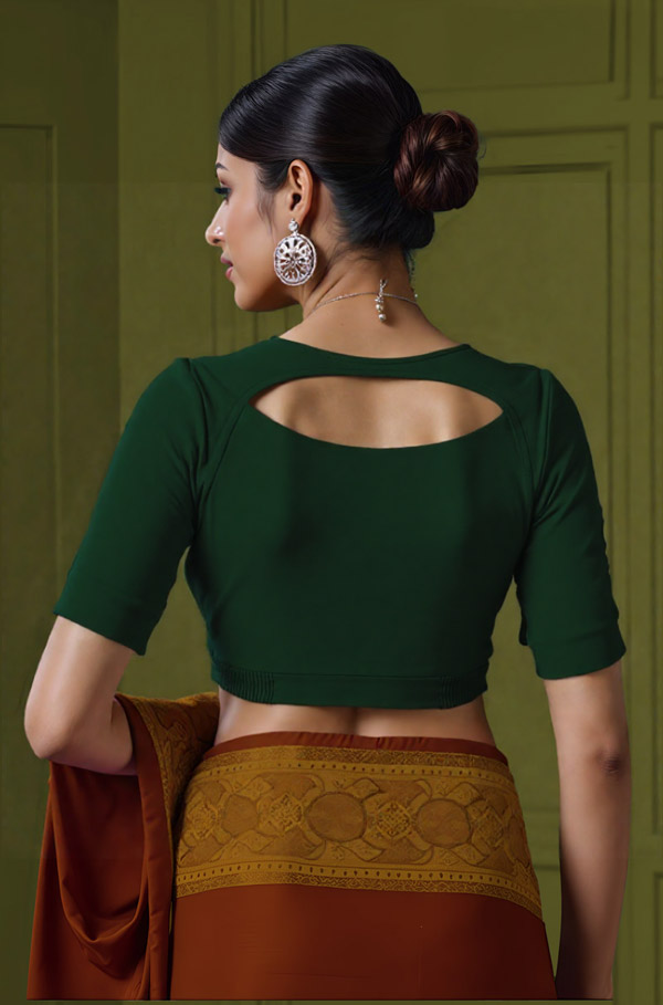 Back View semicircle-back-elbow-sleeves-sleeve-dark-green-back-plain-back