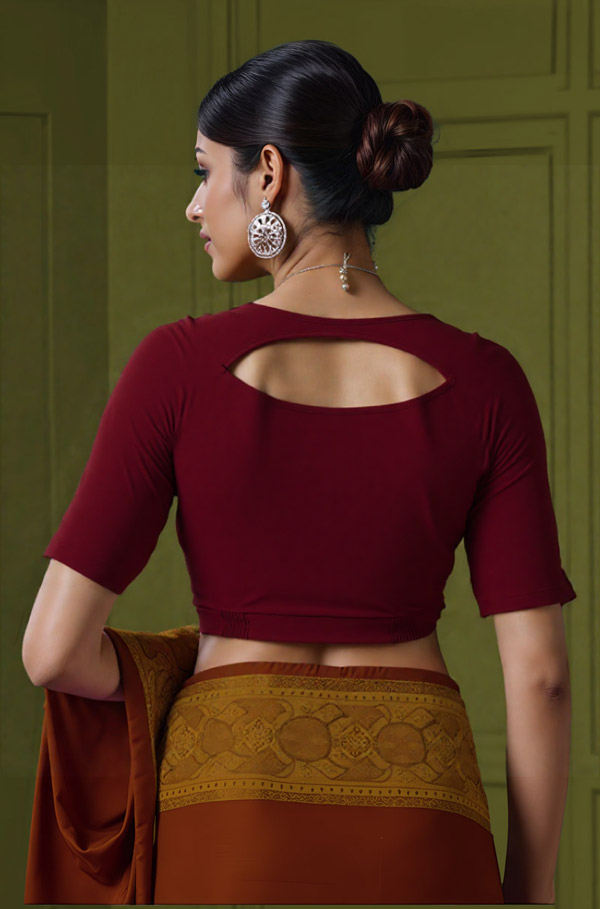 Back View semicircle-back-elbow-sleeves-sleeve-maroon-back-plain-back