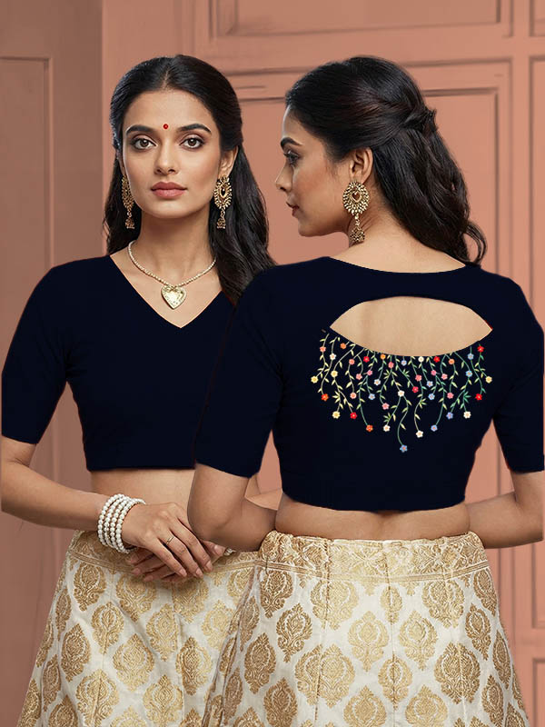 Back View semicircle-back-elbow-sleeves-sleeve-navy-blue-main-front-plain-front-back-hanging-dainty-flower-back