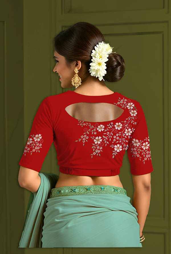 Back View semicircle-back-elbow-sleeves-sleeve-red-back-front-fernvine