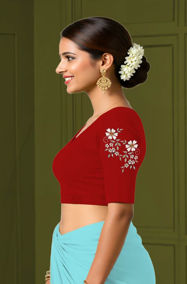 Left Sleeve View semicircle-back-elbow-sleeves-sleeve-red-sleeve_left-flowery-design-white-sleeve-left