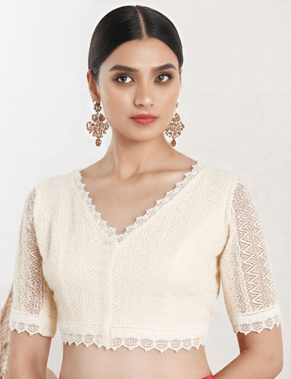 Front View teardrop-back-elbow-sleeves-sleeve-cream-lace-front-plain-front