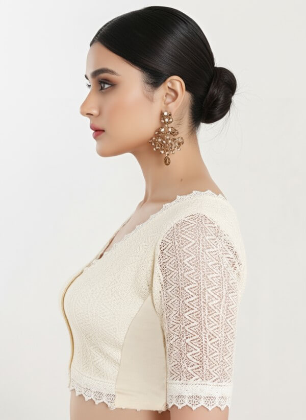 Left Sleeve View teardrop-back-elbow-sleeves-sleeve-cream-lace-sleeve_left-plain-sleeve-left