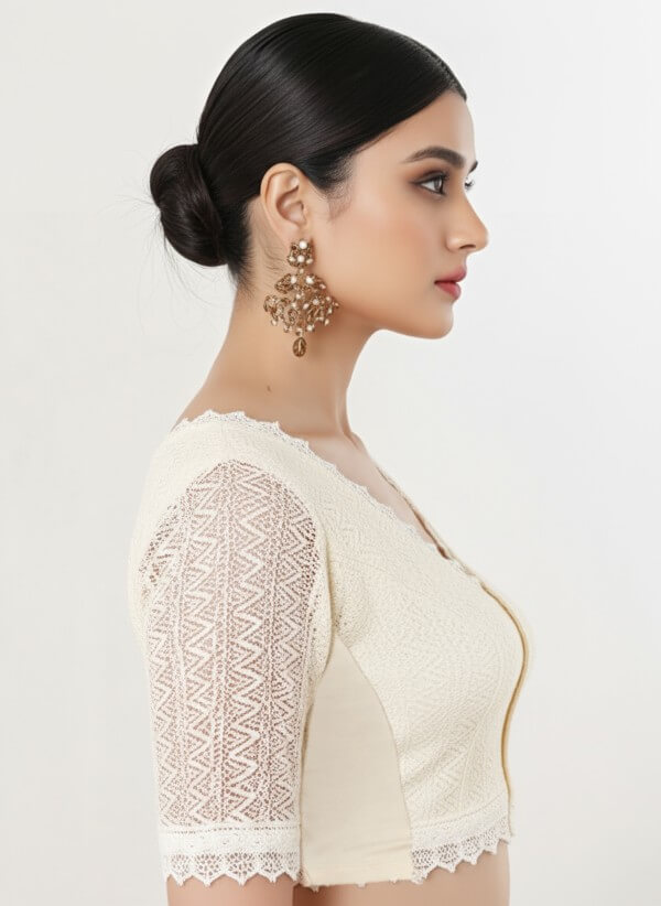 Right Sleeve View teardrop-back-elbow-sleeves-sleeve-cream-lace-sleeve_right-plain-sleeve-right