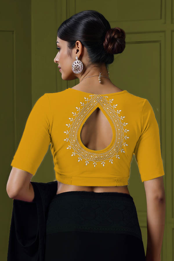 Back View teardrop-back-elbow-sleeves-sleeve-deep-yellow-back-border17-teardrop-back