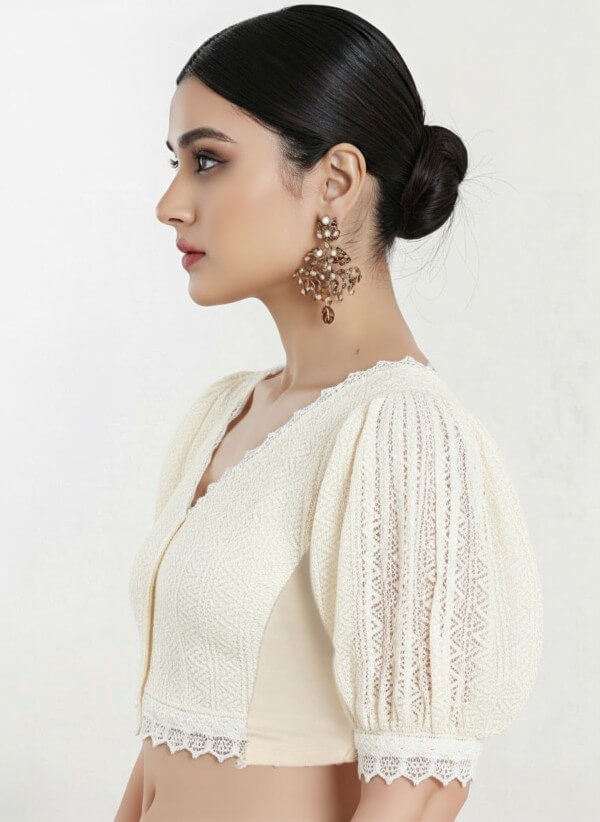 Left Sleeve View teardrop-back-puff-sleeves-sleeve-cream-lace-sleeve_left-plain-sleeve-left