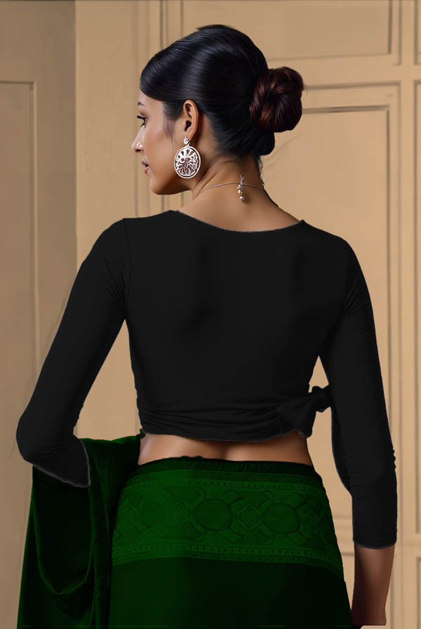 Back View plain-back-long-sleeves-sleeve-black-back-plain-back