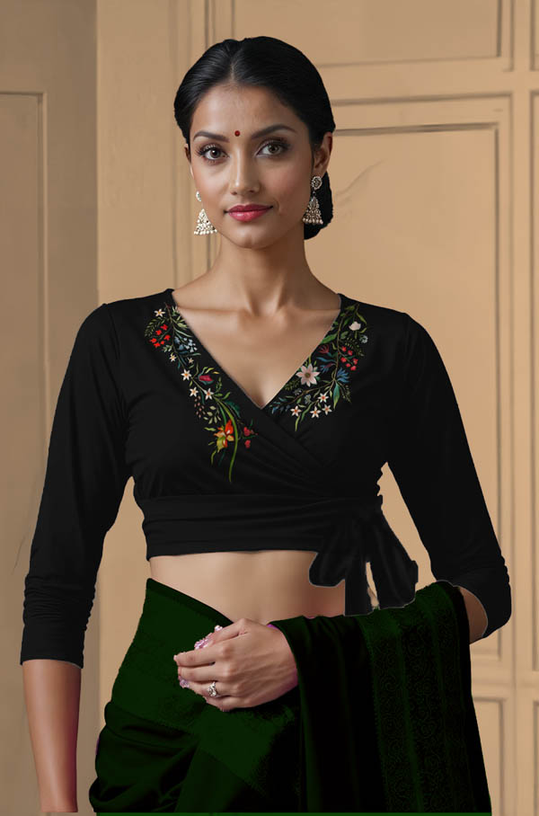 Front View plain-back-long-sleeves-sleeve-black-front-gardenflorals-front