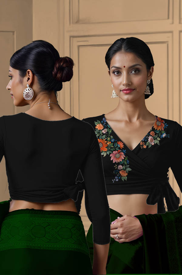 Back View plain-back-long-sleeves-sleeve-black-main-front-orangepinkflorals-front-back-plain-back