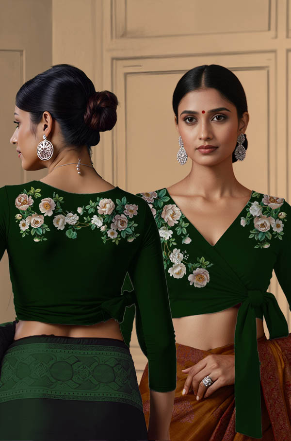 Back View plain-back-long-sleeves-sleeve-dark-green-main-front-white-rose-wrap-front-back-white-rose-wrap-back