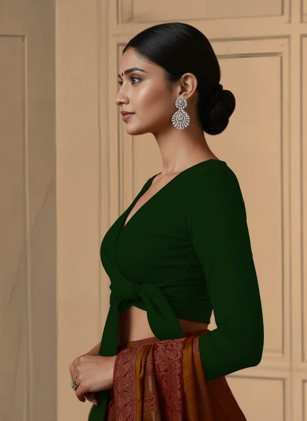 Left Sleeve View plain-back-long-sleeves-sleeve-dark-green-sleeve_left-plain-sleeve-left