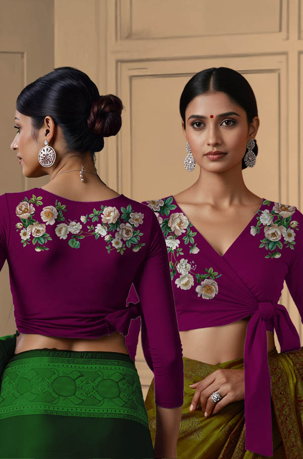 Back View plain-back-long-sleeves-sleeve-dark-pink-main-front-white-rose-wrap-front-back-white-rose-wrap-back