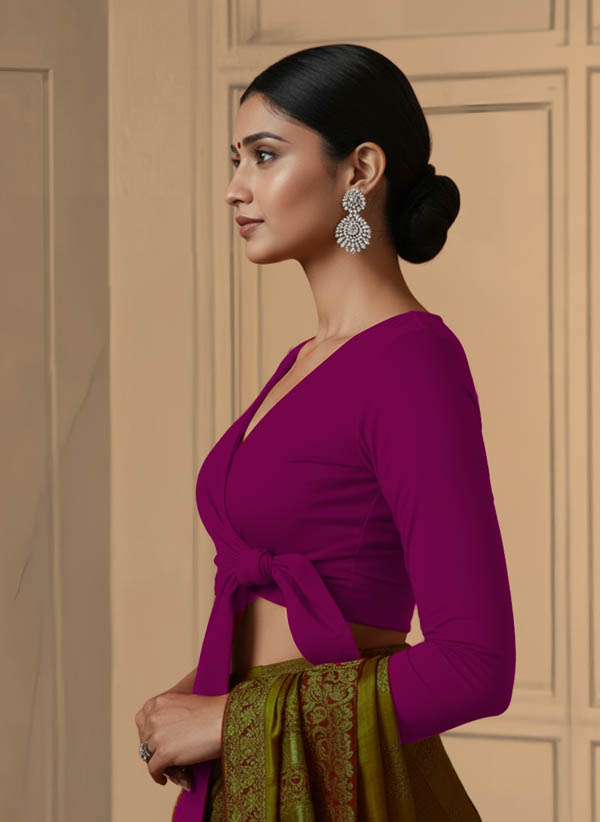 Left Sleeve View plain-back-long-sleeves-sleeve-dark-pink-sleeve_left-plain-sleeve-left