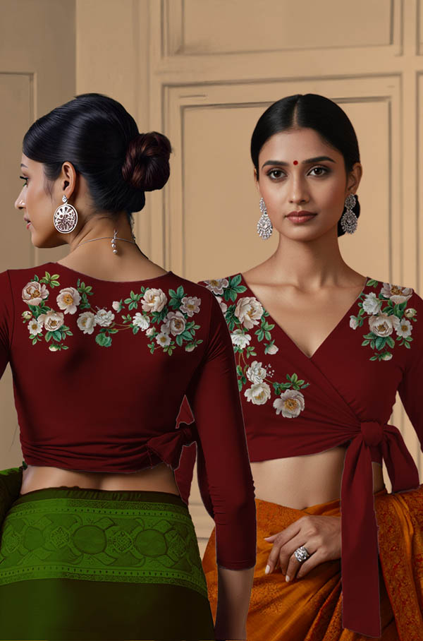 Back View plain-back-long-sleeves-sleeve-dark-red-main-front-white-rose-wrap-front-back-white-rose-wrap-back