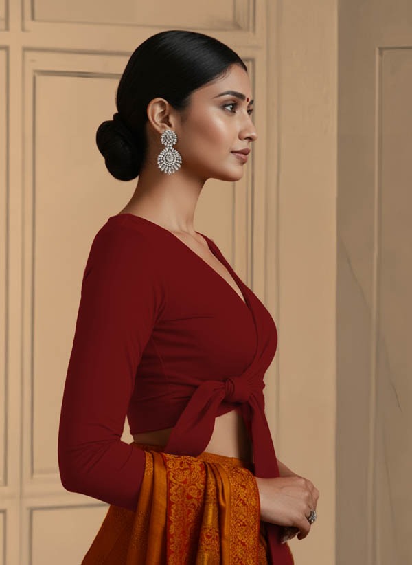 Right Sleeve View plain-back-long-sleeves-sleeve-dark-red-sleeve_right-plain-sleeve-right