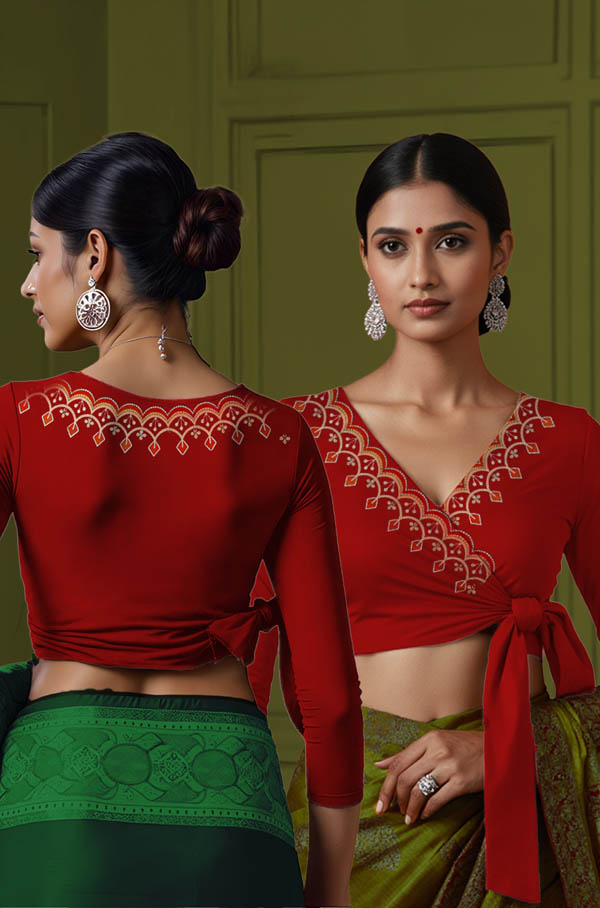 Back View plain-back-long-sleeves-sleeve-red-main-front-border1-wrap-front-back-border1-wrap-back