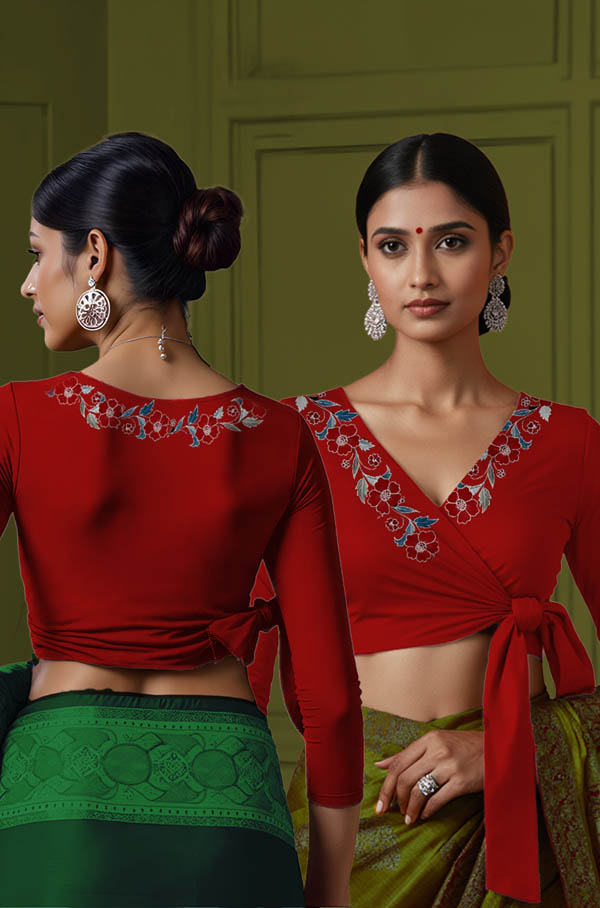 Back View plain-back-long-sleeves-sleeve-red-main-front-border3-wrap-front-back-border3-wrap-back