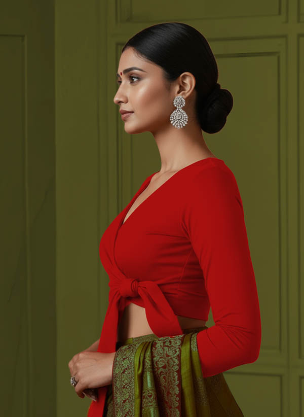 Left Sleeve View plain-back-long-sleeves-sleeve-red-sleeve_left-plain-sleeve-left